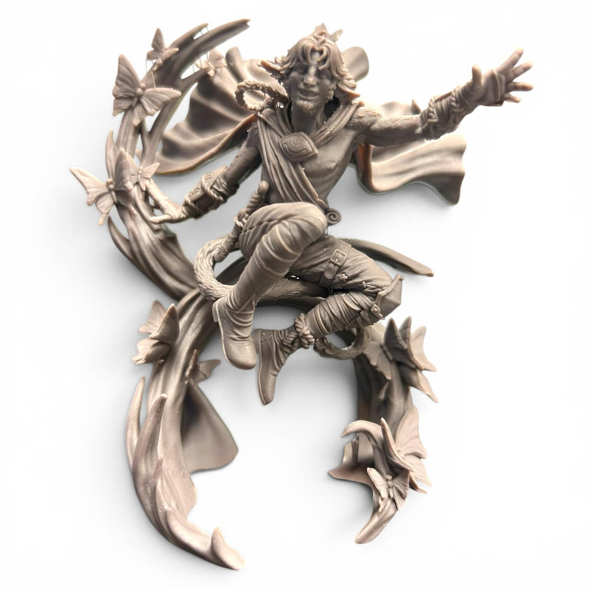 Printed figure of a flying caped character in HD MUD resin