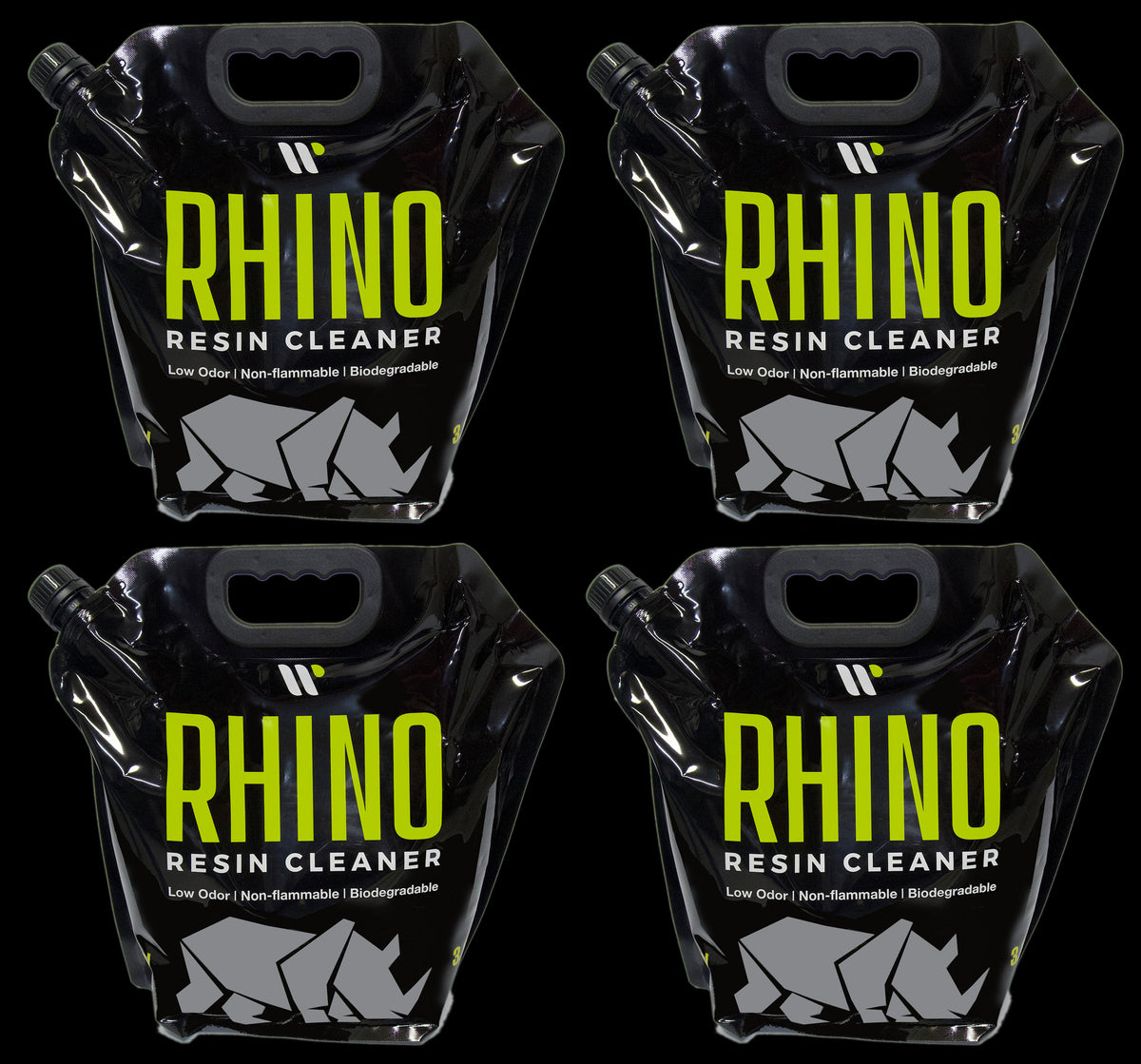 Four pouches of Rhino Resin Cleaner