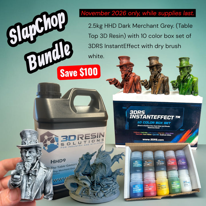 SlapChop Bundle: 2.5 kg Hero HD Merchant Grey resin jug and 3DRS InstantEffect 10 color box set, save $100, November 2026 only