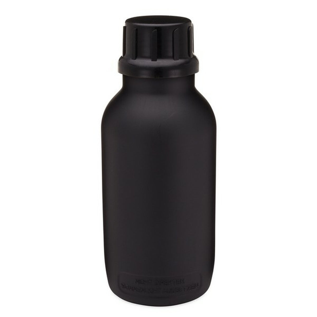 Black resin bottle with no label